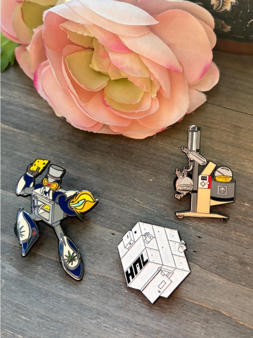 Assorted Enamel Pin Set - Peach, Yellow, Navy Accents (set of 3)